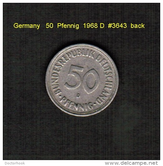 GERMANY   50  PFENNIG  1968 D  (KM # 109.1) - 50 Pfennig