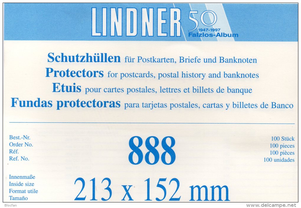 Hüllen 100-Box A5 #888 Neu 17€ Schutz/Einsortieren Große Briefe/Karte LINDNER 213x152mm For Letter Too Postcard Of World - Non-classés