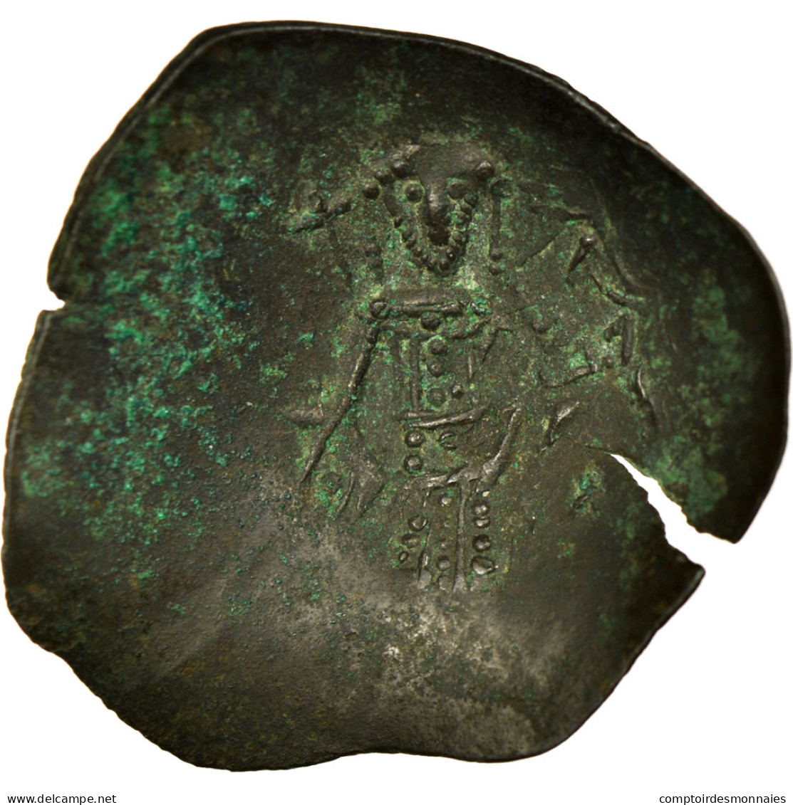 Monnaie, Isaac II Angelus 1185-1195, Aspron Trachy, Constantinople, TB+, Billon - Byzantinische Münzen