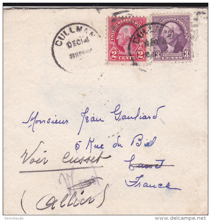 USA - 1934 - ENVELOPPE De CULLMAN Pour CUSSET - Marcofilia