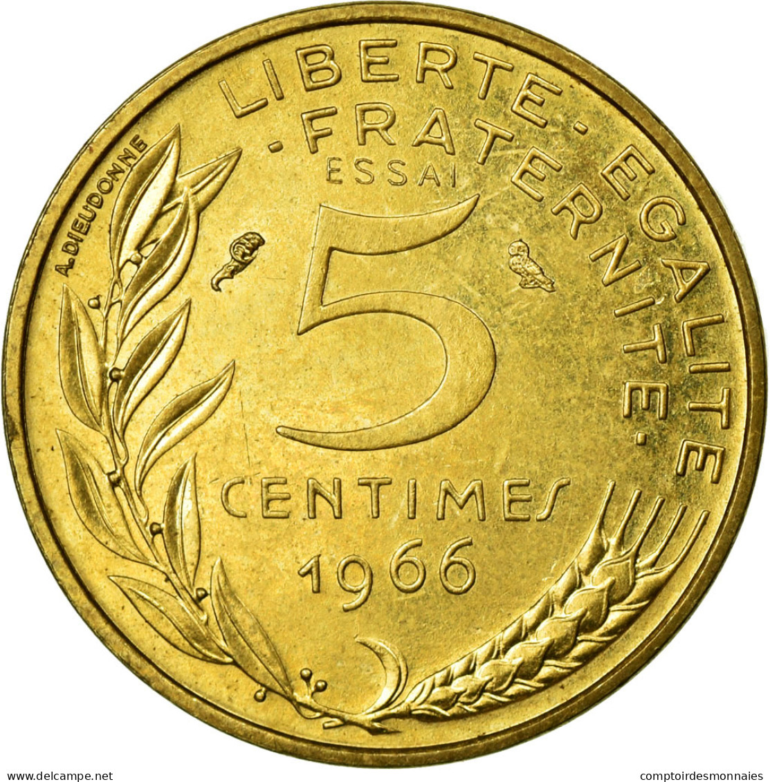 Monnaie, France, 5 Centimes, 1966, SUP+, Aluminum-Bronze, KM:E113, Gadoury:175 - Essais, Piéforts, épreuves & Flans Brunis