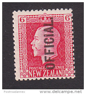 New Zealand, Scott #O48, Mint Hinged, George V Overprinted, Issued 1916 - Officials