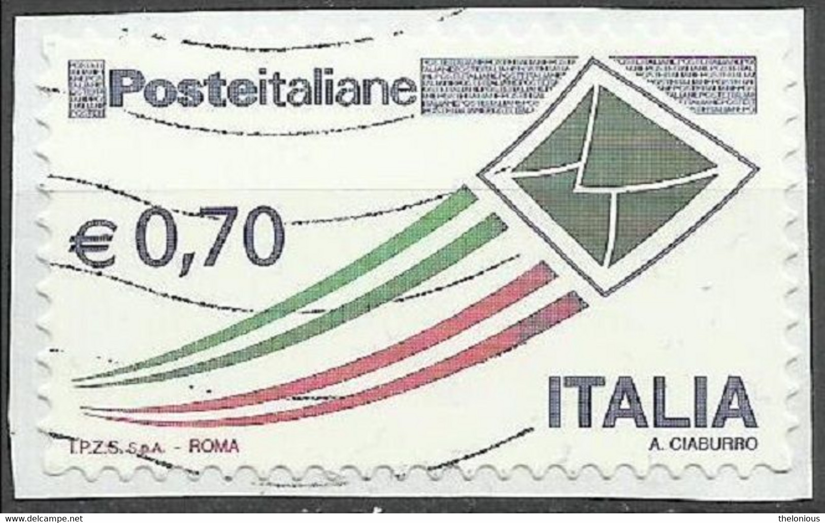 # Italia 2013 Busta Che Spicca Il Volo Da 0,70 Cent. - Usato Su Frammento - 2011-20: Usados