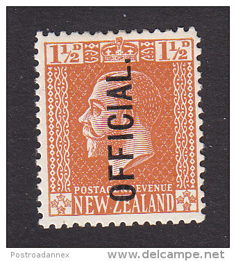 New Zealand, Scott #O44, Mint Hinged, George V Overprinted, Issued 1919 - Dienstzegels