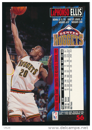 Basket, NBA, Fleer 94/95 : LAPHONSO ELLIS, DENVER NUGGETS, N° 56 - 1990-1999