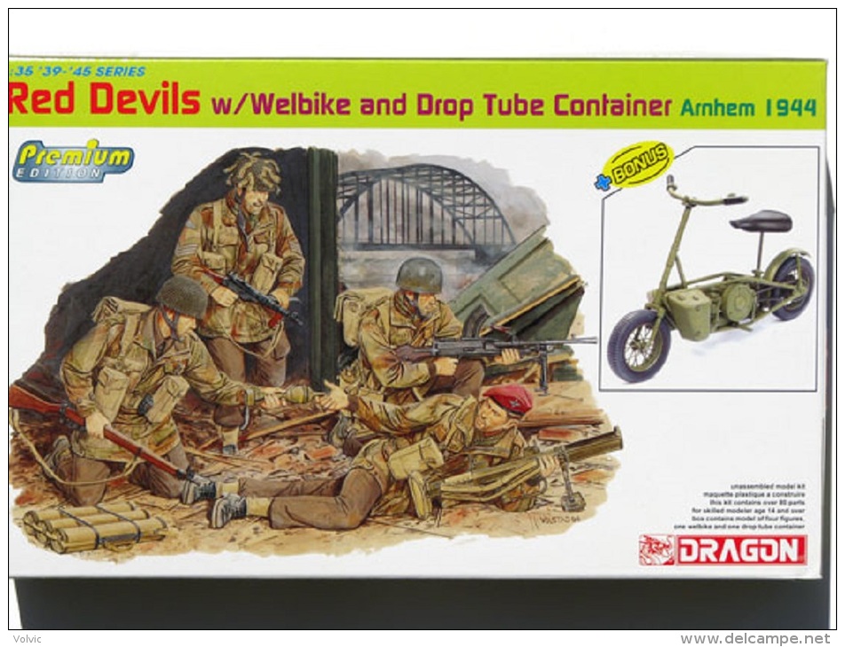 - DRAGON - Figurines Red Devils W/Welbike And Drop Tube Container - 1/35°- Réf 6585 - - Figuren