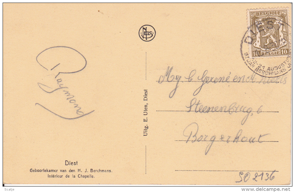 Diest.  Geboortekamer Vab Den H. J. Berchmans  1938 Naar Borgerhout - Diest
