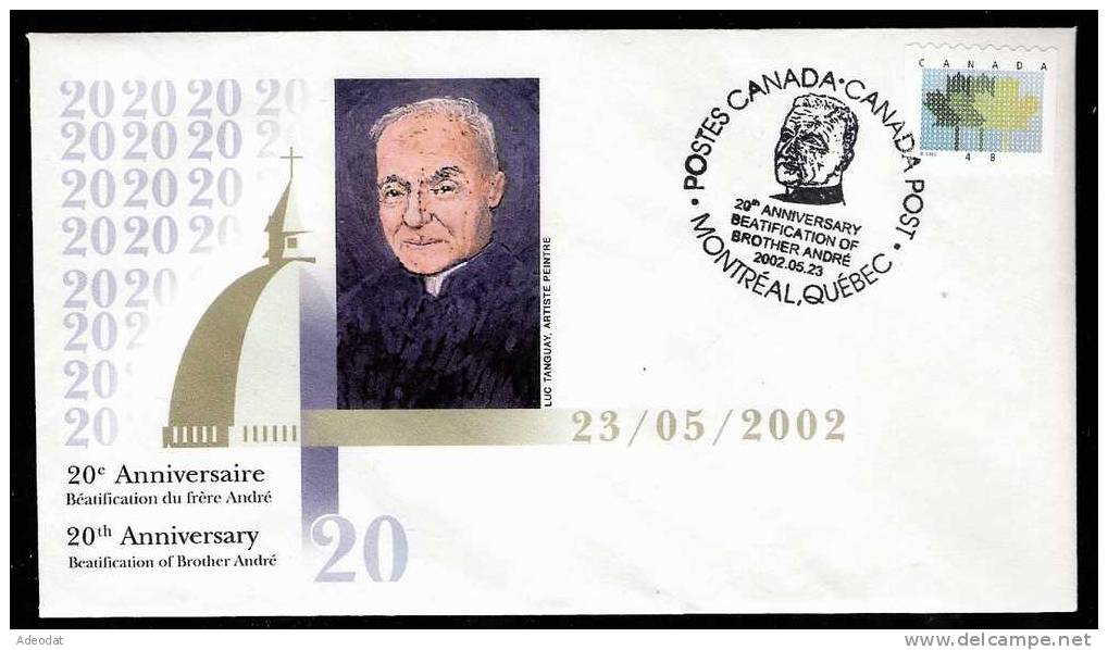 4-SAINT FRÈRE ANDRÉ FONDATEUR ORATOIRE SAINT-JOSEPH, MONTRÉAL CANADA PLI SOUVENIR 23 MAI 2002 - Commemorative Covers