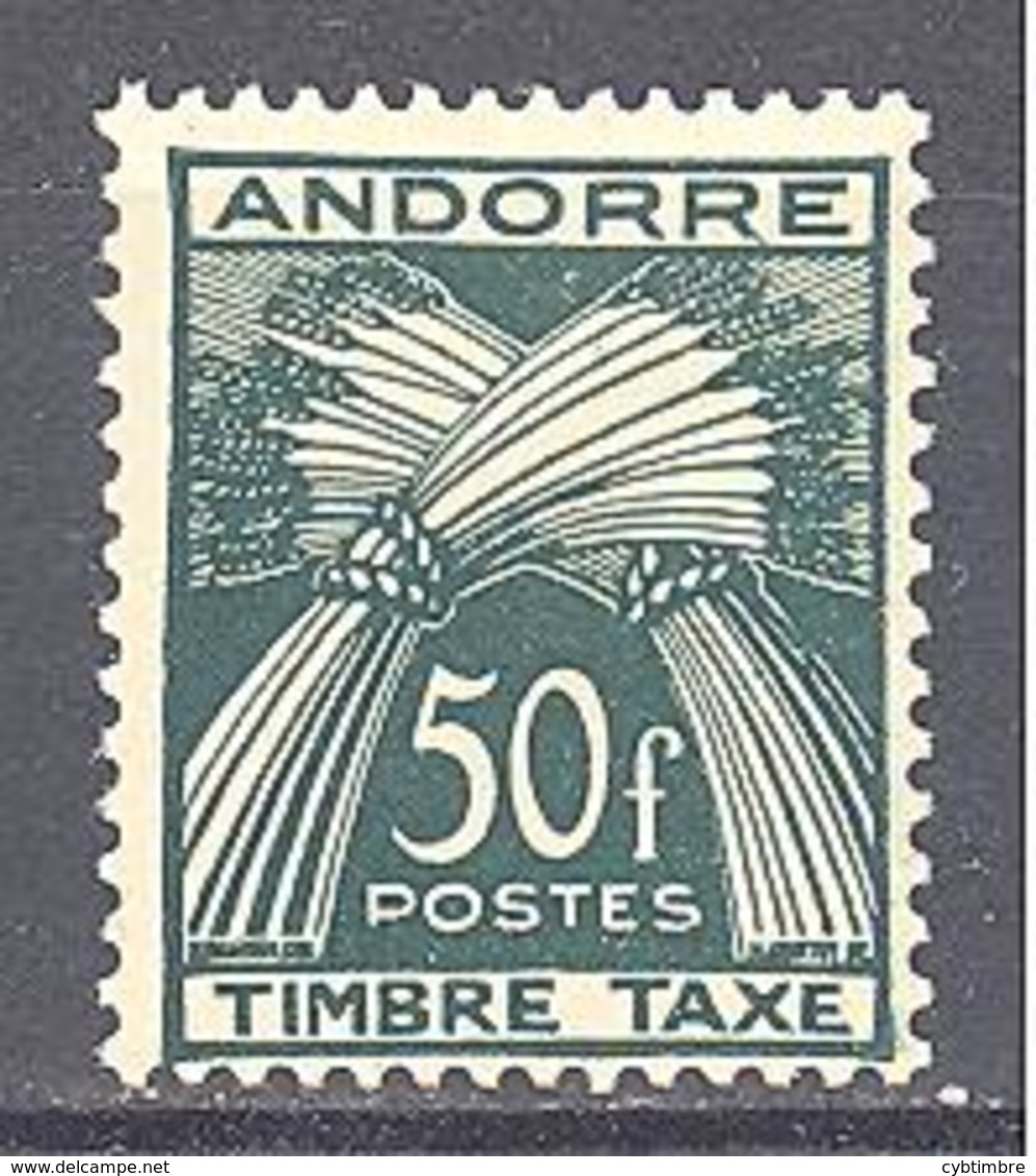 Andorre: Yvert N° Taxe 40*; MLH; Cote 25.00€ - Usados