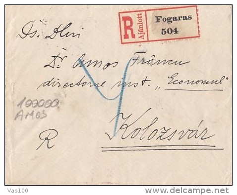 AMOUNT STAMPS ON REGISTERED COVER, OVERPRINT STAMPS FOR WIDOWS AND ORFANS, CENSORED, 1914, HUNGARY - Lettres & Documents