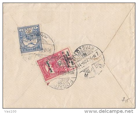 AMOUNT STAMPS ON REGISTERED COVER, OVERPRINT STAMPS FOR WIDOWS AND ORFANS, CENSORED, 1914, HUNGARY - Briefe U. Dokumente