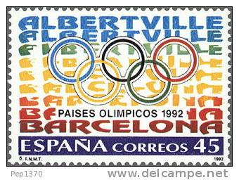 ESPAÑA 1992 - PAISES OLIMPICOS EN EL 1992 BARCELONA Y ALBERTVILLE - Edifil Nº 3211 - Yvert 2808 - Invierno 1992: Albertville