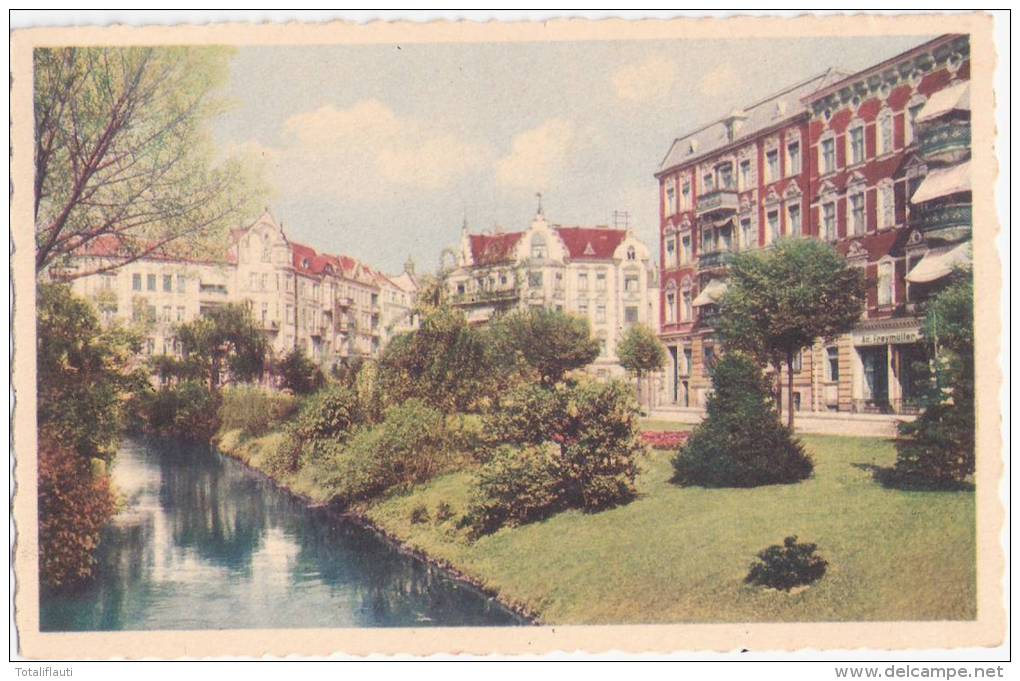 Landsberg An Der Warthe Bismarckstraße Color Gorzów Wielkopolski 25.6.1935 Gelaufen - Neumark