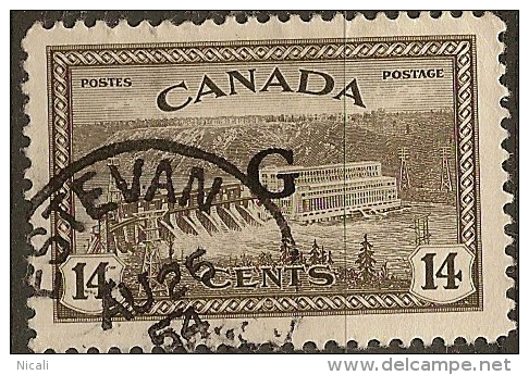 CANADA 1950 14c Official SG O186 U #AO252 - Overprinted