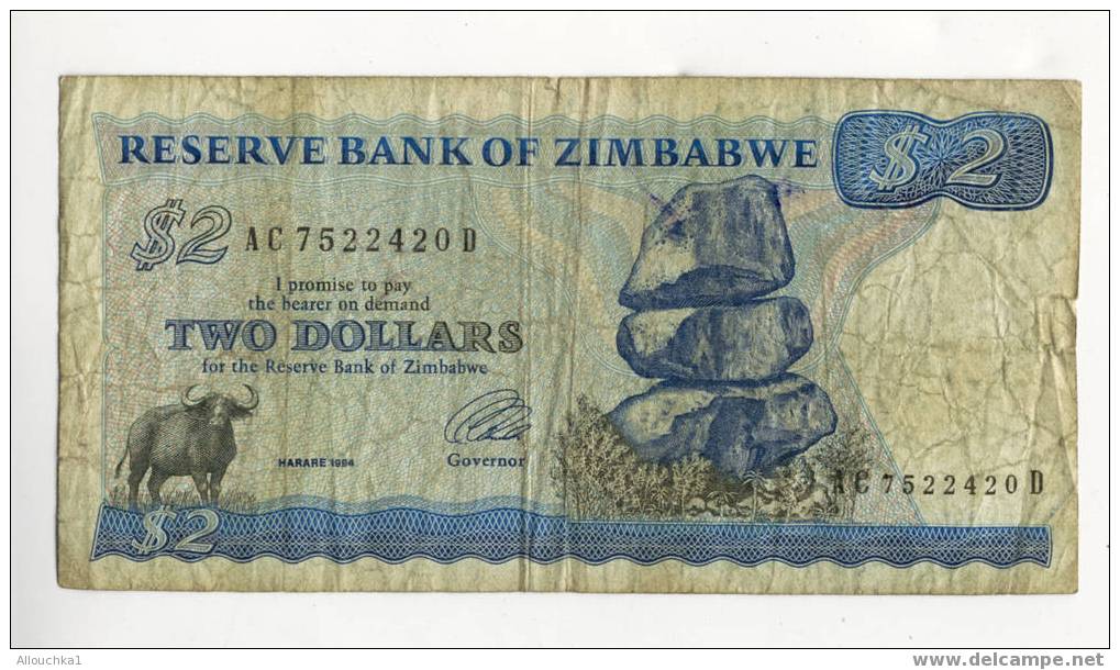 BILLET DE 2 TWO DOLLARS RESERVE BANK OF ZIMBABWE - Zimbabwe