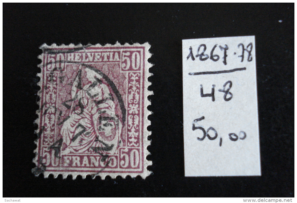 Suisse - 50c Lilas Helvétia Assise - Années 1867-68 - Y.T. 48 - Oblit. - Used - Gestempeld - Used Stamps