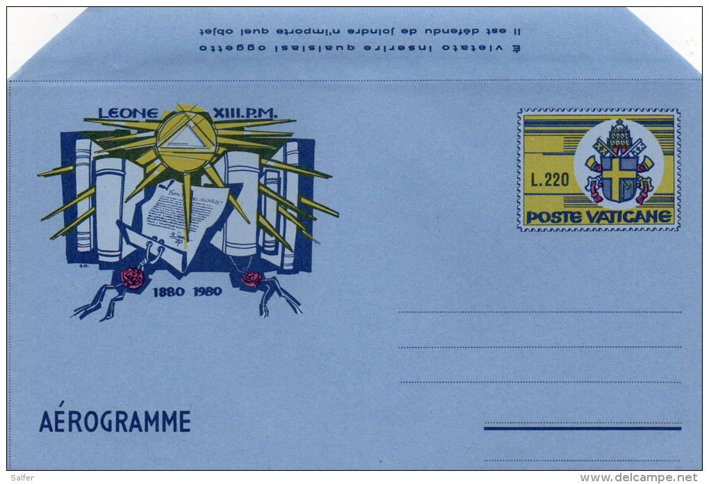 VATICANO / VATIKAN  AEROGRAMMA 1980 Leone XIII  MNH - Entiers Postaux