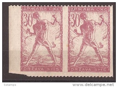 1919 SHS SLOVENIJA VERIGARI JUGOSLAVIJA VERTICAL  IMPERFORATE INTERESTING COLOR EROR PERFORATION  MNH - Ungebraucht