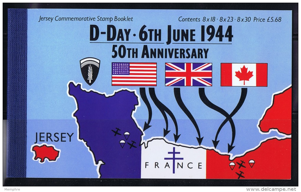 1994  D-Day 50th Ann Complete Booklet  Sc 671a, 673a, 675a, 675b  MNH - Jersey