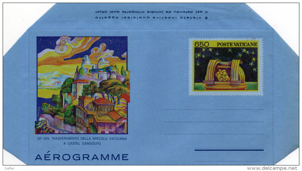 VATICANO / VATIKAN  AEROGRAMMA 1986 Specola Vaticana MNH - Entiers Postaux