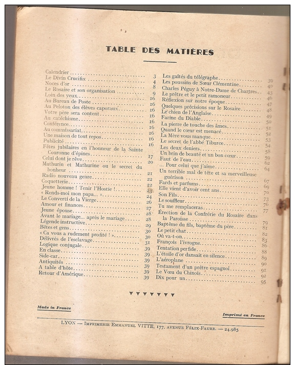 Almanach De La Revue Du Rosaire-1940 - Other & Unclassified