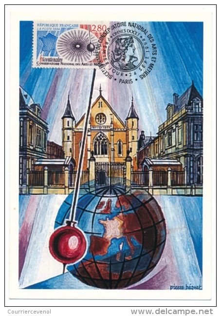 FRANCE - Carte Maximum - Conservatoire Arts Et Métiers - Paris - 1994 - 1990-1999