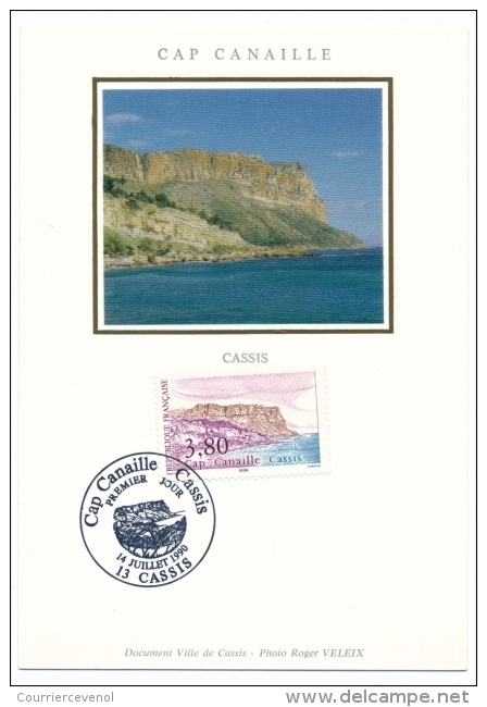 FRANCE - Carte Maximum - Cap Canaille Cassis 1990 (Soie) - 1990-1999