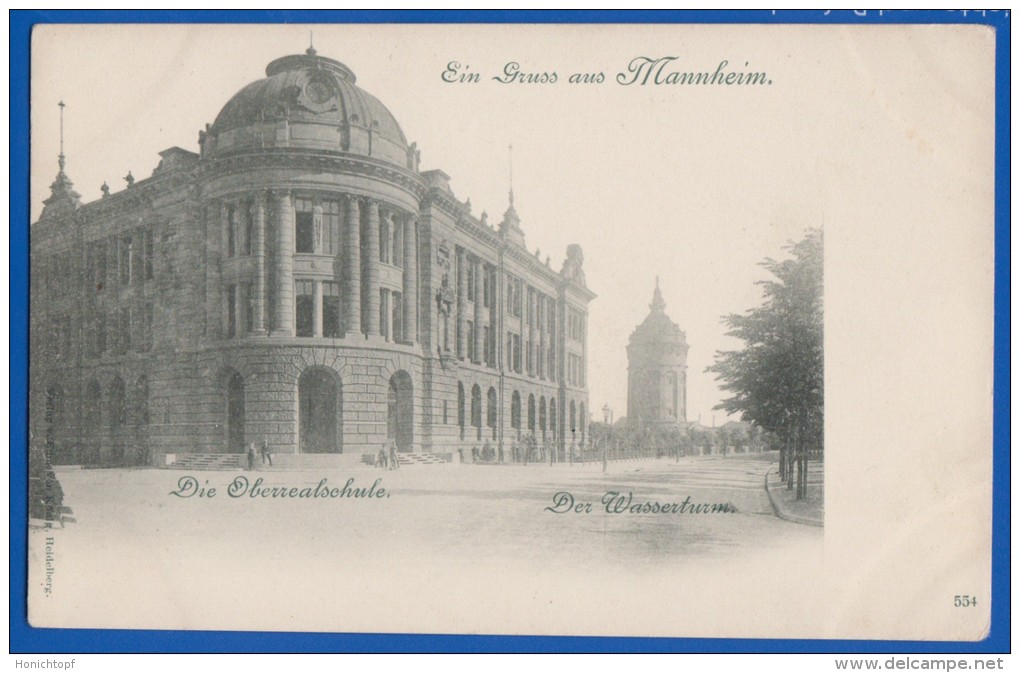 Deutschland; Mannheim; Oberrealschule Und Wasserturm; Gruss Aus AK - Mannheim