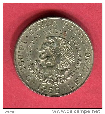 MEXIQUE 5 PESOS CENTENAIRE DE CARRANZA 1959 TTB + 20 - Mexique