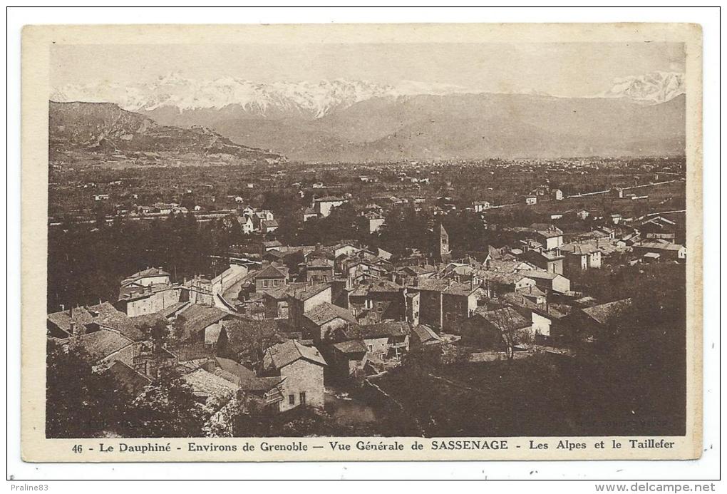 ENVIRONS DE GRENOBLE -VUE GENERALE DE SASSENAGE -ALPES ET LE TAILLEFER -Isère (38) - - Grenoble