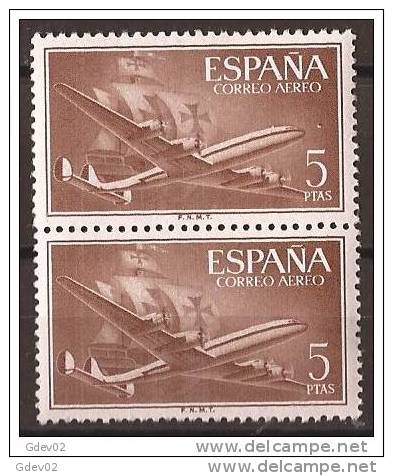 ES1177-LA976TA.Spain Espagne SUPER-CONSTELLATION Y NAO SANTA MARIA 1955/56.(Ed.1177**)sin Charnela LUJO  BLOQUE DE 2 - Cartas & Documentos