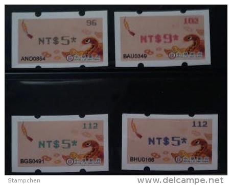 Complete 4 Colors  2013 ATM Frama Stamp--Spiritual Snake & Ancient Chinese Gold Coin- Chinese New Year Unusual - Fehldrucke