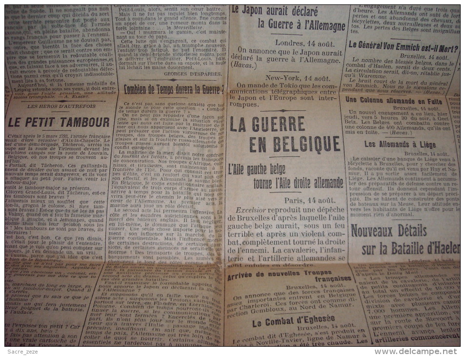 LE PETIT MARSEILLAIS-samedi 15 Août 1914-plans Allemands-quelques Escarmouches - Le Petit Marseillais