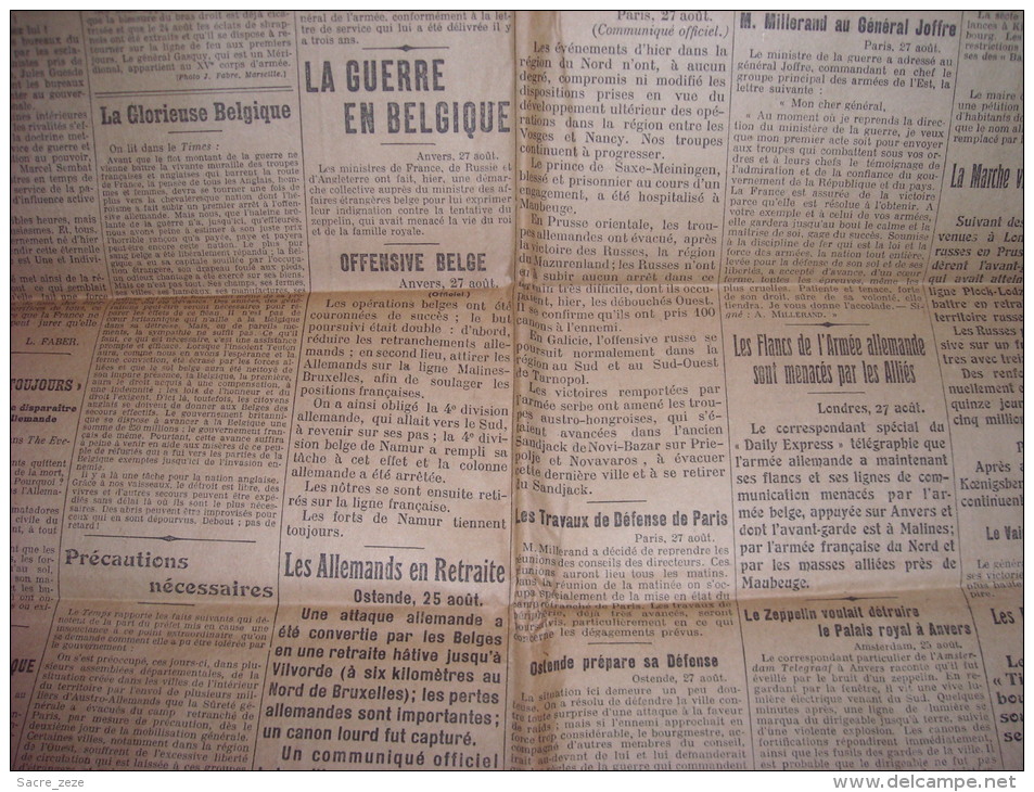 LE PETIT MARSEILLAIS-vendredi 28 Août 1914-les Belges Reprennent Avec Succes L'offensive - Le Petit Marseillais