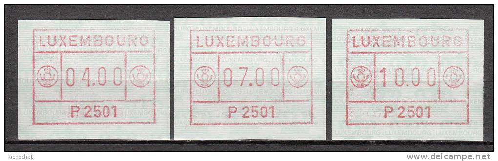 Luxembourg  (1) P 2501  Luxembourg Ville - Série Indivisible 4 - 7 - 10 F. ** - Vignettes D'affranchissement