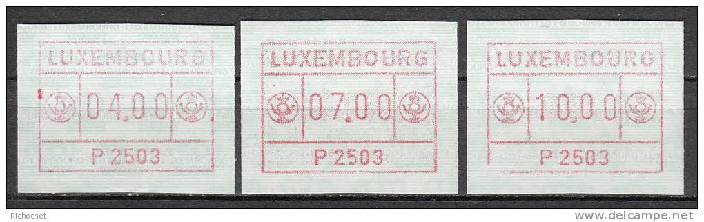 Luxembourg  (1) P 2503  Esch-sur-Alzette  - Série Indivisible 4 - 7 - 10 F. ** - Frankeervignetten