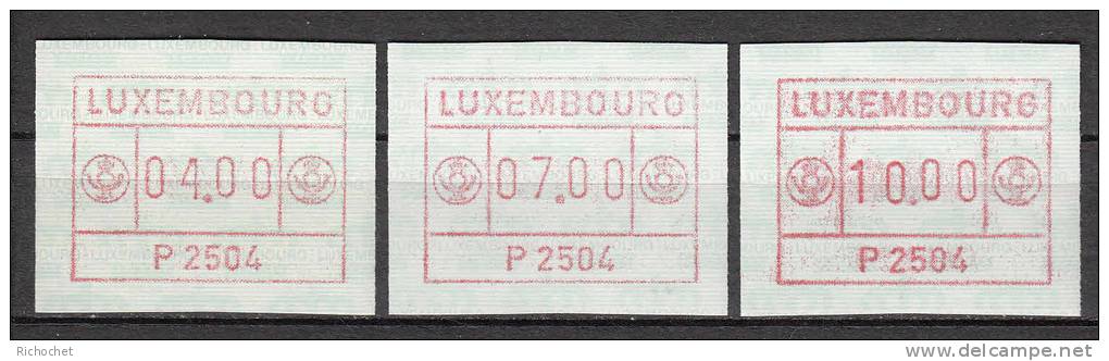 Luxembourg  (1) P 2504  Mersch  - Série Indivisible 4 - 7 - 10 F. ** - Postage Labels