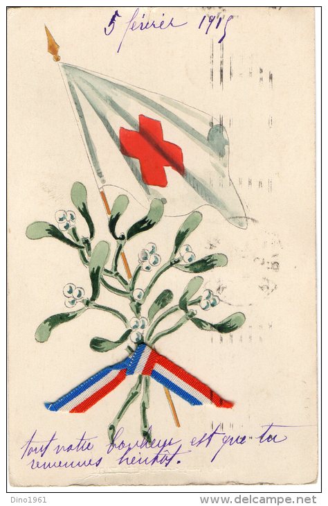 CPA 77 - MILITARIA - PARIS -  Carte Militaire - Croix / Rouge Drapeau Et Buis / Photo RUIZ Paris - Red Cross