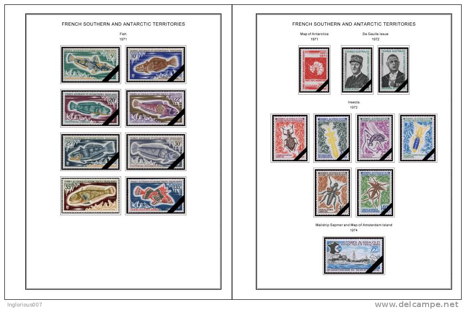 TAAF/FSAT: FRANCE ANTARCTICA STAMP ALBUM PAGES 1955-2011 (107 Color Illustrated Pages) - Engels