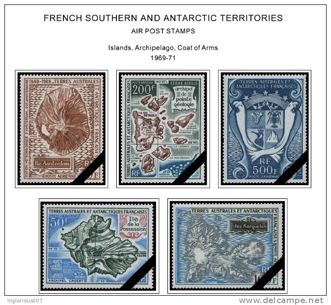 TAAF/FSAT: FRANCE ANTARCTICA STAMP ALBUM PAGES 1955-2011 (107 Color Illustrated Pages) - Inglese