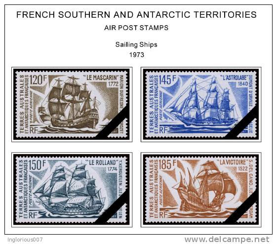 TAAF/FSAT: FRANCE ANTARCTICA STAMP ALBUM PAGES 1955-2011 (107 color illustrated pages)