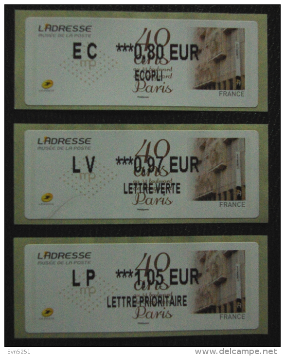 Lis01 Vignettes LISA  EC 0.80 ,  LV 0 97,  LP 1.05  :  L'Adresse Musée De La Poste - 40ans - 2010-... Illustrated Franking Labels