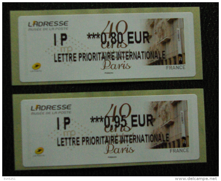 Lis01 Vignettes LISA  IP 0.80 ,  IP 0 95  : L'Adresse Musée De La Poste - 40 Ans - 2010-... Illustrated Franking Labels