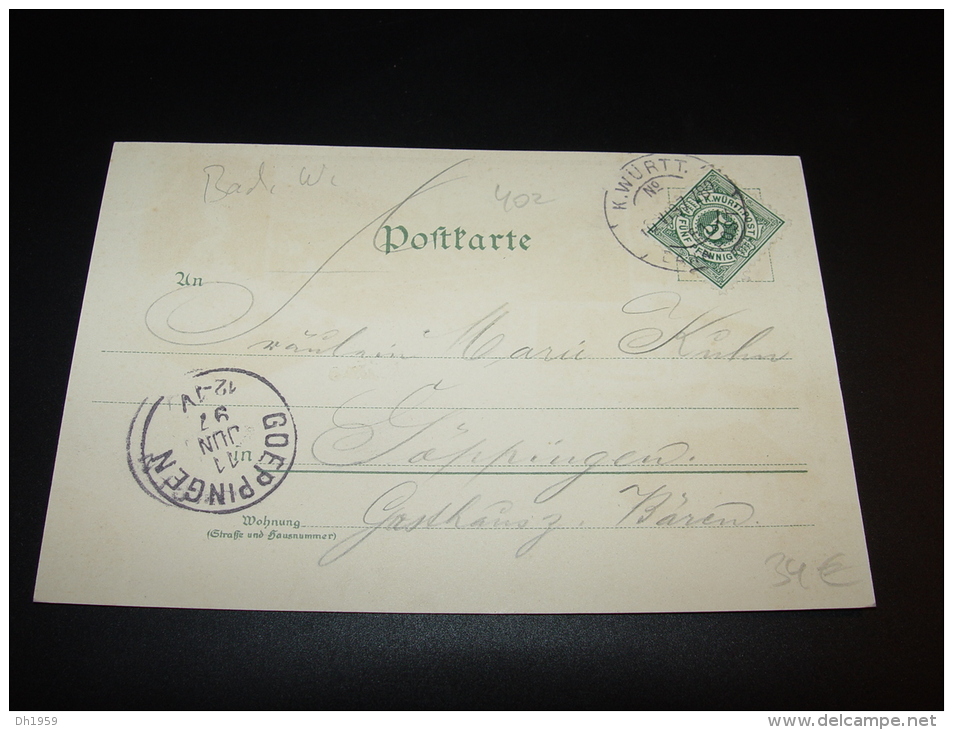 GRUSS AUS LORCH KLOSTER GASTHOF ZUR HARMONIE SCHILLERHAUS 1897 BAHNPOST Nach GÖPPINGEN GASTHAUS BÄREN - Lorch