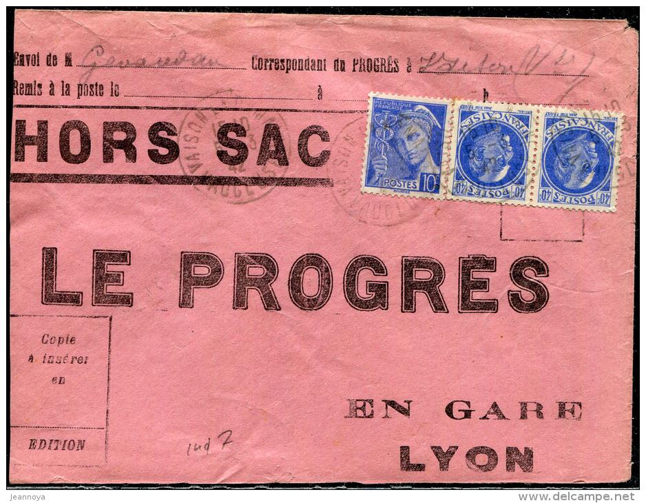 FRANCE - MERCURE - N° 407 + 507 (2), SUR HORS SAC DE VAISON LA ROMAINE LE 5/3/1942, POUR LYON  - TB - 1938-42 Mercure