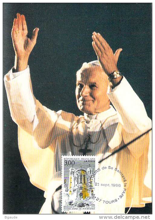 FRANCE  CATHOLIQUE VOYAGE  PAPE  JEAN PAUL II   Pope John Paul II Papst Johannes Paul II  PAPA Jonas Paulius II - Storia Postale