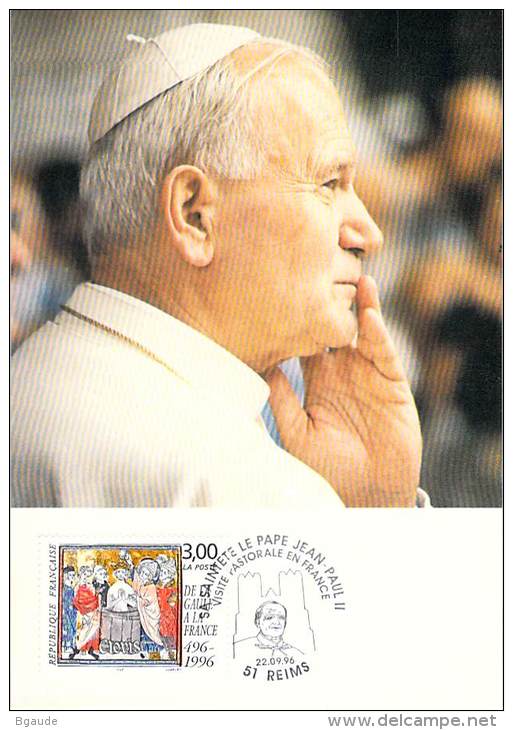FRANCE  CATHOLIQUE VOYAGE  PAPE  JEAN PAUL II   Pope John Paul II Papst Johannes Paul II  PAPA Jonas Paulius II - Storia Postale