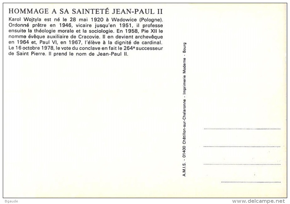 FRANCE  CATHOLIQUE VOYAGE  PAPE  JEAN PAUL II   Pope John Paul II Papst Johannes Paul II  PAPA Jonas Paulius II - Lettres & Documents