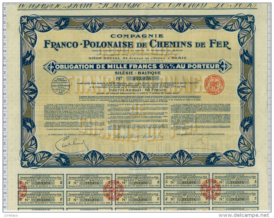 Cie Franco Polonaise De Chemins De Fer - Spoorwegen En Trams