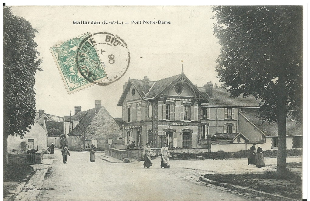 GALLARDON  ( Eure Et Loir ) -  SUR LE PONT NOTRE-DAME -  1906 -  Café - Autres & Non Classés